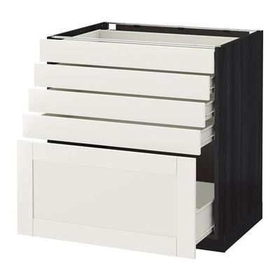 МЕТОД / ФОРВАРА Напольный шкаф с 5 ящиками - 80x60 см, Сэведаль белый, под дерево черный МЕТОД / ФОРВАРА Напольный шкаф с 5 ящиками - 80x60 см, Сэведаль белый, под дерево черный