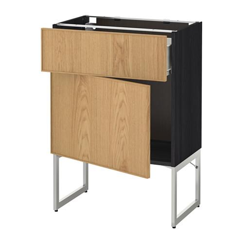 МЕТОД / ФОРВАРА Напольный шкаф с ящиком/дверью - 60x37x60 см, Экестад дуб, под дерево черный