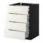 МЕТОД / МАКСИМЕРА Напольн шкаф 4 фронт панели/4 ящика - под дерево черный, Хэггеби белый, 60x60 см МЕТОД / МАКСИМЕРА Напольн шкаф 4 фронт панели/4 ящика - под дерево черный, Хэггеби белый, 60x60 см