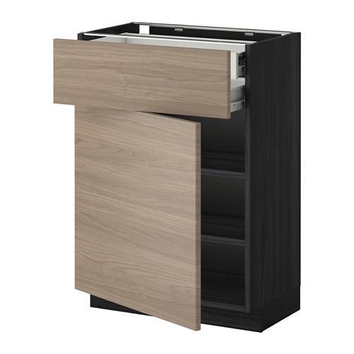 МЕТОД / ФОРВАРА Напольн шкаф двр/фр пнл/плк/2низ ящ - под дерево черный, Брокхульт под грецкий орех светло-серый, 60x37 см МЕТОД / ФОРВАРА Напольн шкаф двр/фр пнл/плк/2низ ящ - под дерево черный, Брокхульт под грецкий орех светло-серый, 60x37 см