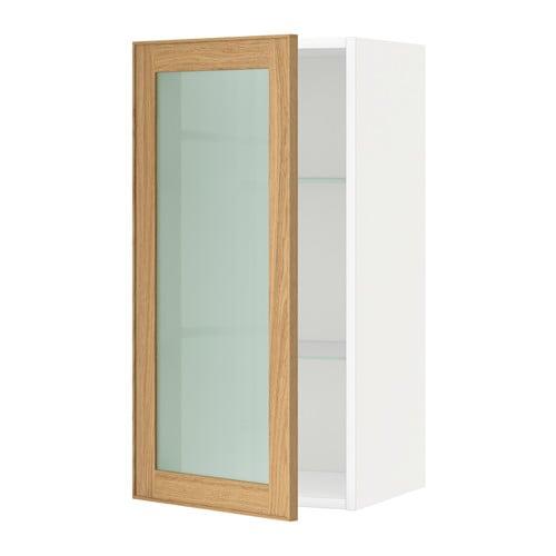 МЕТОД Навесной шкаф с полками/стекл дв - белый, Экестад дуб, 40x80 см МЕТОД Навесной шкаф с полками/стекл дв - белый, Экестад дуб, 40x80 см