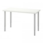 OLOV/LINNMON стол белый/серебристый 60x120 cm