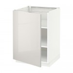 МЕТОД Напольный шкаф с полками - белый, Рингульт глянцевый светло-серый, 60x60 см МЕТОД Напольный шкаф с полками - белый, Рингульт глянцевый светло-серый, 60x60 см