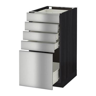 МЕТОД / ФОРВАРА Напольный шкаф с 5 ящиками - 40x60 см, Гревста нержавеющ сталь, под дерево черный МЕТОД / ФОРВАРА Напольный шкаф с 5 ящиками - 40x60 см, Гревста нержавеющ сталь, под дерево черный
