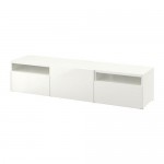 БЕСТО Тумба под ТВ - белый/Сельсвикен глянцевый/белый, направляющие ящика,нажимные БЕСТО Тумба под ТВ - белый/Сельсвикен глянцевый/белый, направляющие ящика,нажимные