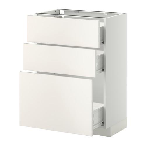 МЕТОД / ФОРВАРА Нплн шк 3 фрнт/3 средн ящика - белый, Веддинге белый, 60x37 см