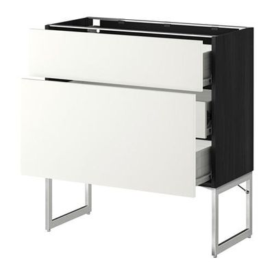 МЕТОД / ФОРВАРА Наполн шк 2 фрнт/3 средн ящ - 80x37x60 см, Хэггеби белый, под дерево черный