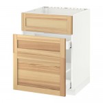 МЕТОД / МАКСИМЕРА Напольн шк п-мойку+3фрнт пнл/2ящ - белый, Торхэмн естественный ясень, 60x60 см МЕТОД / МАКСИМЕРА Напольн шк п-мойку+3фрнт пнл/2ящ - белый, Торхэмн естественный ясень, 60x60 см