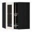 METOD углов навесн шк с врщ скц/сткл дв черный/Сэведаль белый 68x80 см