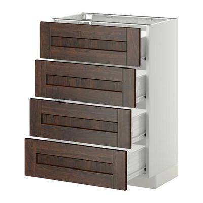 МЕТОД / ФОРВАРА Напольн шкаф 4 фронт панели/4 ящика - 60x37 см, Эдсерум под дерево коричневый, белый МЕТОД / ФОРВАРА Напольн шкаф 4 фронт панели/4 ящика - 60x37 см, Эдсерум под дерево коричневый, белый