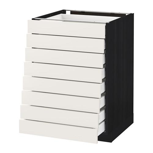 МЕТОД / МАКСИМЕРА Наполн шкаф 8 фронт/8 низк ящиков - под дерево черный, Сэведаль белый, 60x60 см МЕТОД / МАКСИМЕРА Наполн шкаф 8 фронт/8 низк ящиков - под дерево черный, Сэведаль белый, 60x60 см