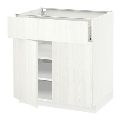 МЕТОД / ФОРВАРА Напольный шкаф+ящик/2дверцы - 80x60 см, Росдаль белый ясень, белый МЕТОД / ФОРВАРА Напольный шкаф+ящик/2дверцы - 80x60 см, Росдаль белый ясень, белый