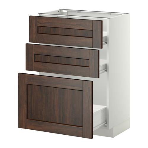 МЕТОД / ФОРВАРА Напольн шкаф 3фрнт пнл/2низк/1ср ящ - белый, Эдсерум под дерево коричневый, 60x37 см МЕТОД / ФОРВАРА Напольн шкаф 3фрнт пнл/2низк/1ср ящ - белый, Эдсерум под дерево коричневый, 60x37 см
