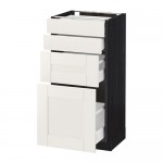 МЕТОД / МАКСИМЕРА Напольн шкаф 4 фронт панели/4 ящика - под дерево черный, Сэведаль белый, 40x37 см МЕТОД / МАКСИМЕРА Напольн шкаф 4 фронт панели/4 ящика - под дерево черный, Сэведаль белый, 40x37 см