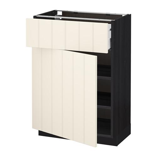 МЕТОД / МАКСИМЕРА Напольный шкаф с ящиком/дверью - под дерево черный, Хитарп белый с оттенком, 60x37 см