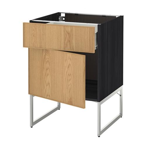 МЕТОД / ФОРВАРА Напольный шкаф с ящиком/дверью - 60x60x60 см, Экестад дуб, под дерево черный МЕТОД / ФОРВАРА Напольный шкаф с ящиком/дверью - 60x60x60 см, Экестад дуб, под дерево черный