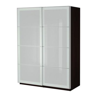 ПАКС Гардероб с раздвижными дверьми - черно-коричневый, 150x44x201 см