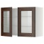 МЕТОД Навесной шкаф с полками/2 стекл дв - белый, Эдсерум под дерево коричневый, 80x60 см