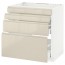 МЕТОД / МАКСИМЕРА Нап шкаф д/духовки/4фасада/3ящика - белый, Воксторп глянцевый светло-бежевый, 80x60 см
