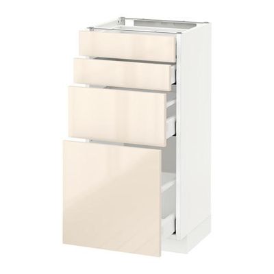 МЕТОД / МАКСИМЕРА Напольн шкаф 4 фронт панели/4 ящика - 40x37 см, Рингульт глянцевый кремовый, белый МЕТОД / МАКСИМЕРА Напольн шкаф 4 фронт панели/4 ящика - 40x37 см, Рингульт глянцевый кремовый, белый