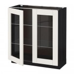 МЕТОД Напольный шкаф с 2 стекл дверцами - под дерево черный, 80x37x80 см