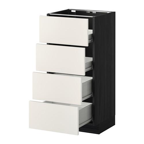 МЕТОД / ФОРВАРА Напольн шкаф 4 фронт панели/4 ящика - под дерево черный, Веддинге белый, 40x37 см
