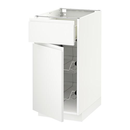 МЕТОД / ФОРВАРА Напольн шкаф с пров корз/ящ/дверью - белый, Воксторп белый, 40x60 см