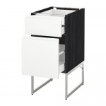 МЕТОД / МАКСИМЕРА Напольн шкаф 2фронт пнл/2низ/1вс ящ - под дерево черный, Воксторп белый, 40x60x60 см