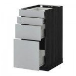 МЕТОД / ФОРВАРА Напольн шкаф 4 фронт панели/4 ящика - 40x60 см, Веддинге серый, под дерево черный МЕТОД / ФОРВАРА Напольн шкаф 4 фронт панели/4 ящика - 40x60 см, Веддинге серый, под дерево черный