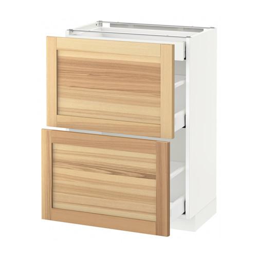 МЕТОД / МАКСИМЕРА Напольный шкаф/2фасада/3ящика - белый, Торхэмн естественный ясень, 60x37 см МЕТОД / МАКСИМЕРА Напольный шкаф/2фасада/3ящика - белый, Торхэмн естественный ясень, 60x37 см