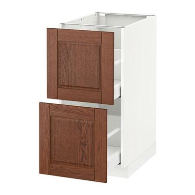 МЕТОД / МАКСИМЕРА Напольн шкаф 2фрнт/2выс ящ - 40x60 см, Филипстад коричневый, белый МЕТОД / МАКСИМЕРА Напольн шкаф 2фрнт/2выс ящ - 40x60 см, Филипстад коричневый, белый