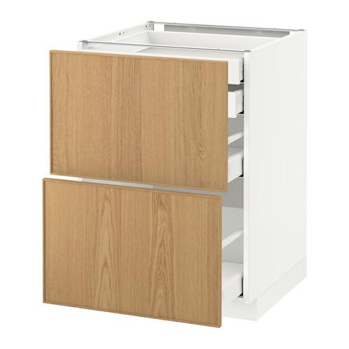 МЕТОД / МАКСИМЕРА Напл шк 2 фрнт/2низ/1срд/1 выс ящ - белый, Экестад дуб, 60x60 см МЕТОД / МАКСИМЕРА Напл шк 2 фрнт/2низ/1срд/1 выс ящ - белый, Экестад дуб, 60x60 см