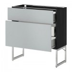 МЕТОД / ФОРВАРА Наполн шк 2 фрнт/3 средн ящ - 80x37x60 см, Веддинге серый, под дерево черный