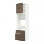 МЕТОД / МАКСИМЕРА Высок шкаф д/духовки/СВЧ/дверца/2ящ - белый, Воксторп под грецкий орех, 60x60x220 см МЕТОД / МАКСИМЕРА Высок шкаф д/духовки/СВЧ/дверца/2ящ - белый, Воксторп под грецкий орех, 60x60x220 см