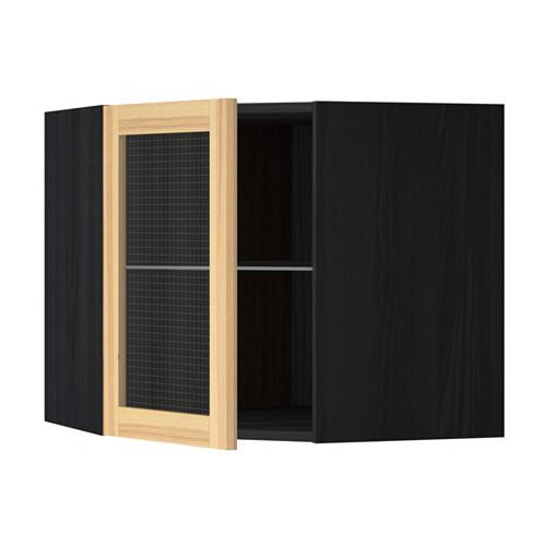 МЕТОД Углов навесн шк с полками/сткл дв - под дерево черный, Торхэмн естественный ясень, 68x60 см МЕТОД Углов навесн шк с полками/сткл дв - под дерево черный, Торхэмн естественный ясень, 68x60 см