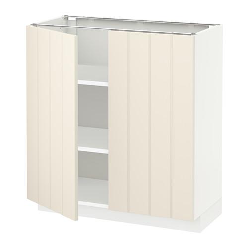 МЕТОД Напол шкаф с полками/2двери - белый, Хитарп белый с оттенком, 80x37 см