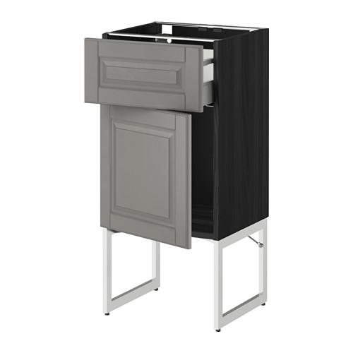 МЕТОД / МАКСИМЕРА Напольный шкаф с ящиком/дверью - под дерево черный, Будбин серый, 40x37x60 см