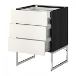 МЕТОД / ФОРВАРА Напольн шкаф 3фронт пнл/2низ/2ср ящ - 60x60x60 см, Веддинге белый, под дерево черный МЕТОД / ФОРВАРА Напольн шкаф 3фронт пнл/2низ/2ср ящ - 60x60x60 см, Веддинге белый, под дерево черный