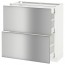 МЕТОД / МАКСИМЕРА Напольный шкаф/2фасада/3ящика - белый, Гревста нержавеющ сталь, 80x37 см