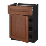 МЕТОД / МАКСИМЕРА Напольный шкаф с ящиком/дверью - под дерево черный, Филипстад коричневый, 60x37 см