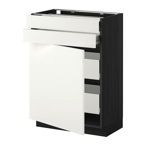 МЕТОД / ФОРВАРА Нплн шк двр/2фрнт/2нзк/2срд ящ - под дерево черный, Хэггеби белый, 60x37 см