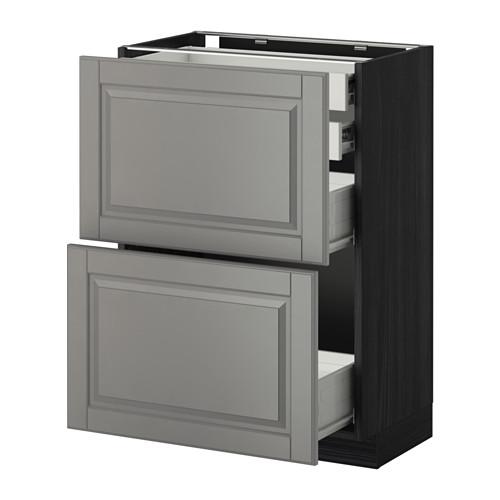 МЕТОД / ФОРВАРА Нплн шк 2фрнт/2низк/2 выс/2срдн ящ - под дерево черный, Будбин серый, 60x37 см