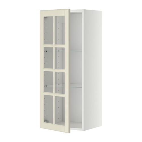 МЕТОД Навесной шкаф с полками/стекл дв - белый, Будбин белый с оттенком, 40x100 см МЕТОД Навесной шкаф с полками/стекл дв - белый, Будбин белый с оттенком, 40x100 см