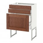 МЕТОД / МАКСИМЕРА Напольн шкаф 3фронт пнл/2низ/2ср ящ - белый, Филипстад коричневый, 60x37x60 см