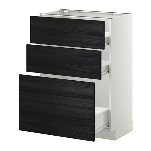 МЕТОД / ФОРВАРА Напольн шкаф 3фрнт пнл/2низк/1ср ящ - белый, Тингсрид под дерево черный, 60x37 см МЕТОД / ФОРВАРА Напольн шкаф 3фрнт пнл/2низк/1ср ящ - белый, Тингсрид под дерево черный, 60x37 см