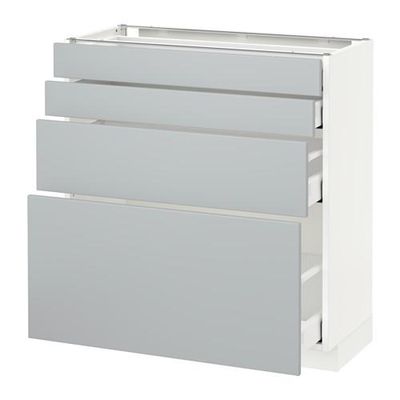МЕТОД / МАКСИМЕРА Напольн шкаф 4 фронт панели/4 ящика - 80x37 см, Веддинге серый, белый МЕТОД / МАКСИМЕРА Напольн шкаф 4 фронт панели/4 ящика - 80x37 см, Веддинге серый, белый