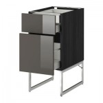 МЕТОД / МАКСИМЕРА Напольн шкаф 2фронт пнл/2низ/1вс ящ - 40x60x60 см, Рингульт глянцевый серый, под дерево черный МЕТОД / МАКСИМЕРА Напольн шкаф 2фронт пнл/2низ/1вс ящ - 40x60x60 см, Рингульт глянцевый серый, под дерево черный