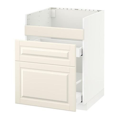 МЕТОД Напол шк д/мойки ХАВСЕН/3фасада/2ящ - белый, Будбин белый с оттенком, 60x60 см