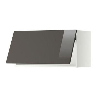 МЕТОД Горизонтальный навесной шкаф - 80x40 см, Рингульт глянцевый серый, белый МЕТОД Горизонтальный навесной шкаф - 80x40 см, Рингульт глянцевый серый, белый