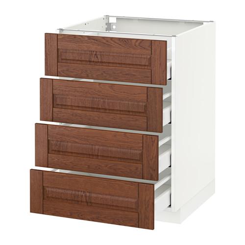 МЕТОД / МАКСИМЕРА Напольн шкаф 4 фронт панели/4 ящика - белый, Филипстад коричневый, 60x60 см